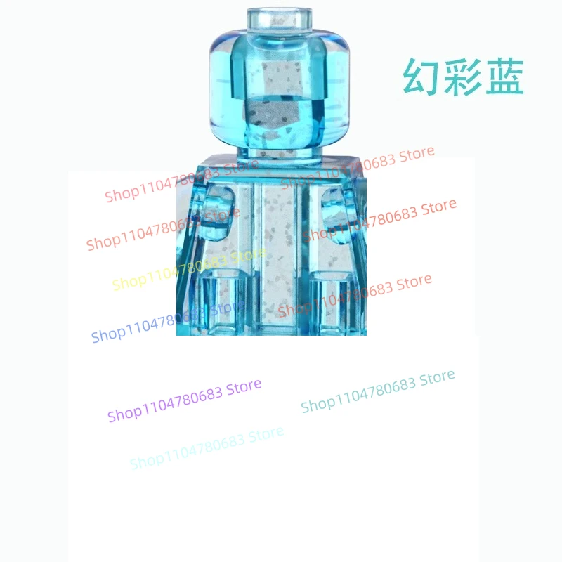 MOC New Building Blocks Doll Third-party Crystal Transparent Solid Color Body Mosaic Toy Ornaments Collection
