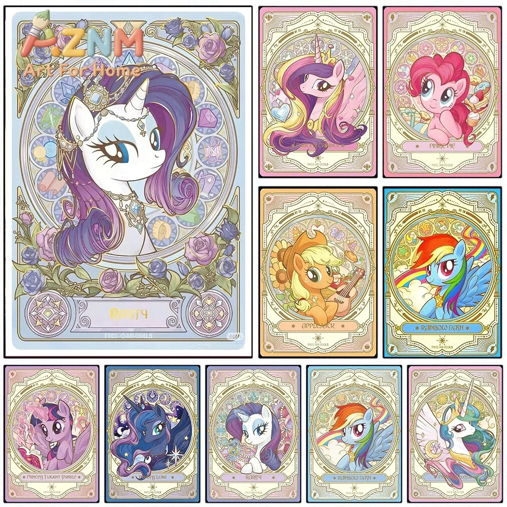 My Little Pony Rarity Tarot Card Canvas Painting Unframed Vintage Cartoon Pony Wall Art Poster for Girls Bedroom Home Decor