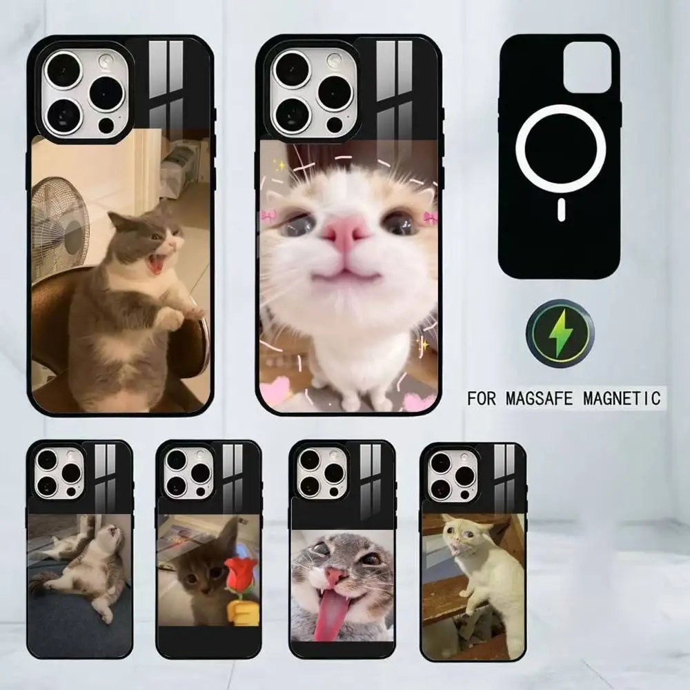 

Pet Cat Funny memes Phone Case For iPhone17,16,15,14,13,12,11 Plus,Pro Magnetic with Magsafe Wireless Charging