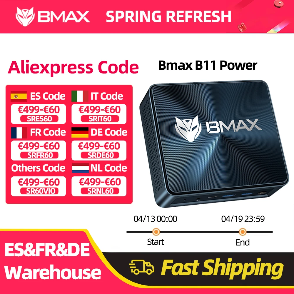 BMAX B11 Power Mini PC Intel Core Ultra 7 155H 16 rdzeni 22 wątków 24 GB RAM 1 TB SSD WiFi Bluetooth USB HDMI Type-C Windows 11