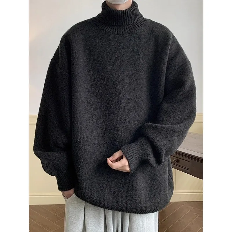 

Большой размер 300, простой цвет, мужской трикотаж с высоким воротником, повседневный осенне-зимний модный свитер из Гонконга Sle