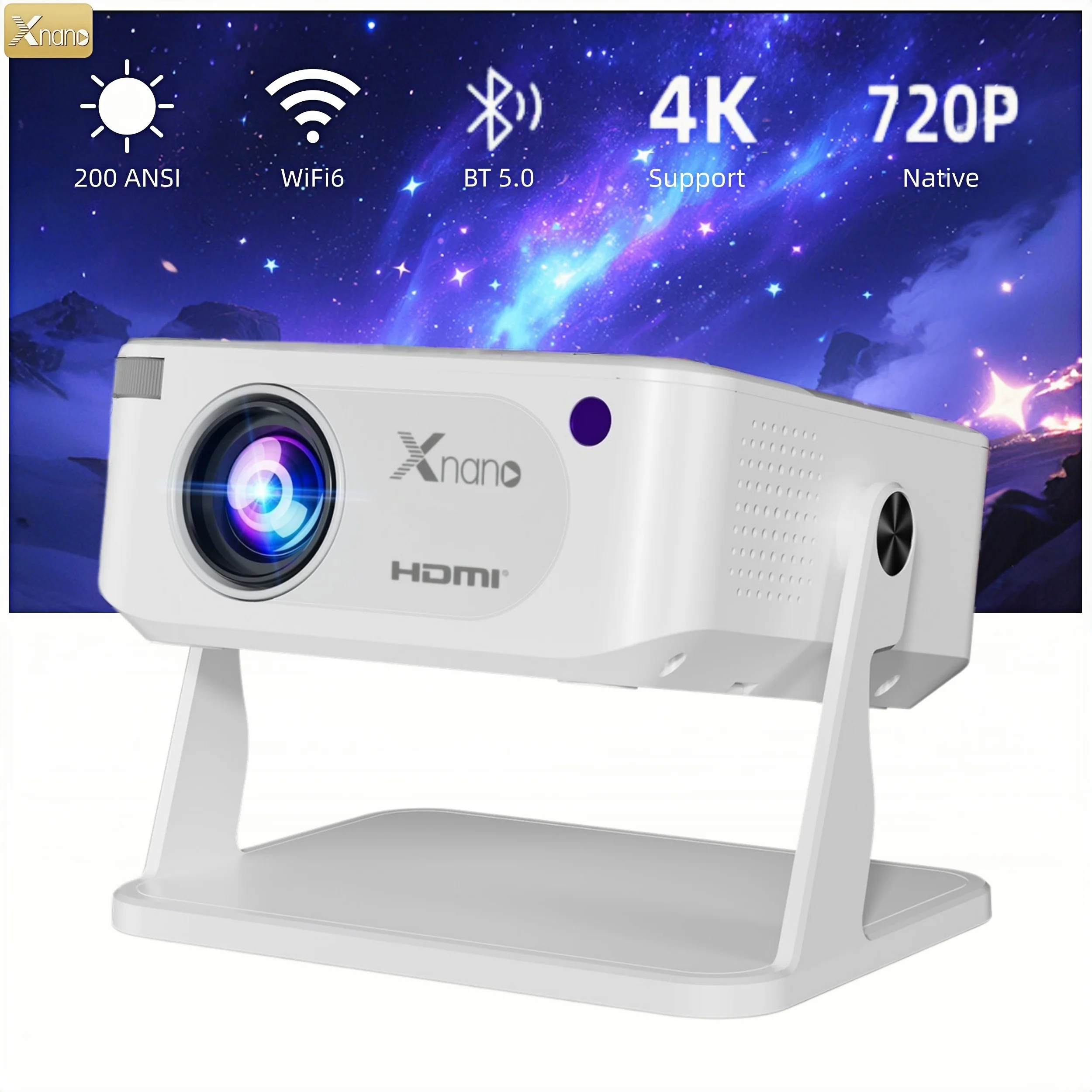Home Cinema Led Projector - جهاز عرض Xnano HA109 بدقة 4K،