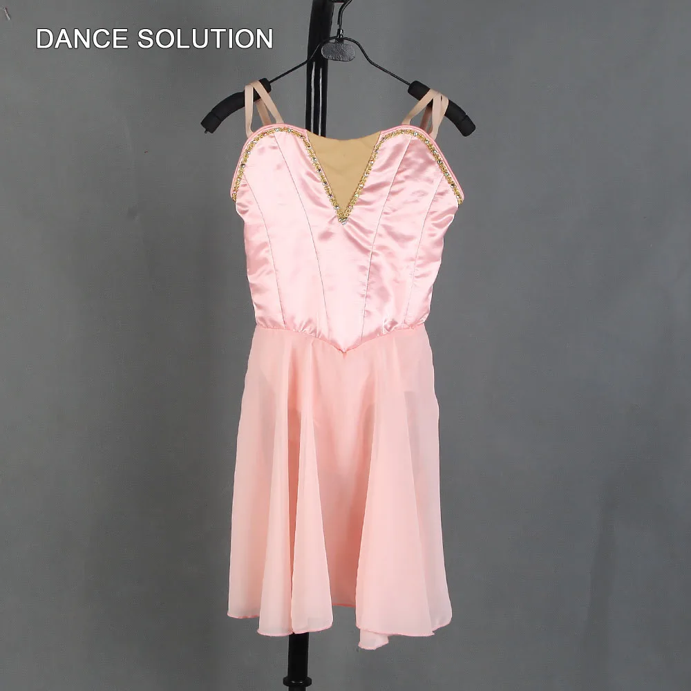 Pink Spandex Camisole Bodice Ballet Romantic Tutu Dress with Chiffon Skirt for Women & Girls Customized Ballet Costumes B21074