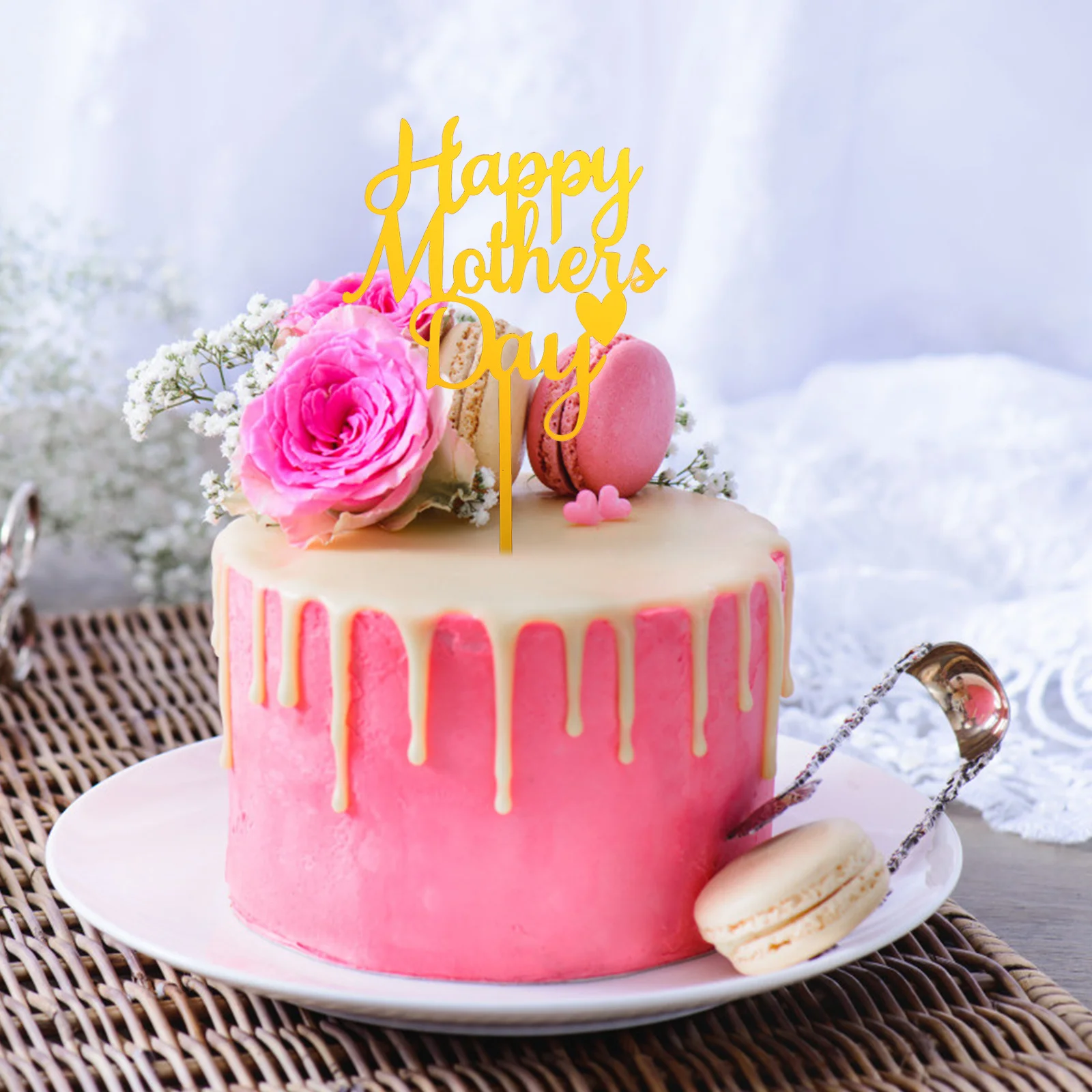 

20Pcs Mother's Day Acrylic Cake Toppers Party Picks Reusable Cupcake Festival Cake Decor Food Dessert Accessories