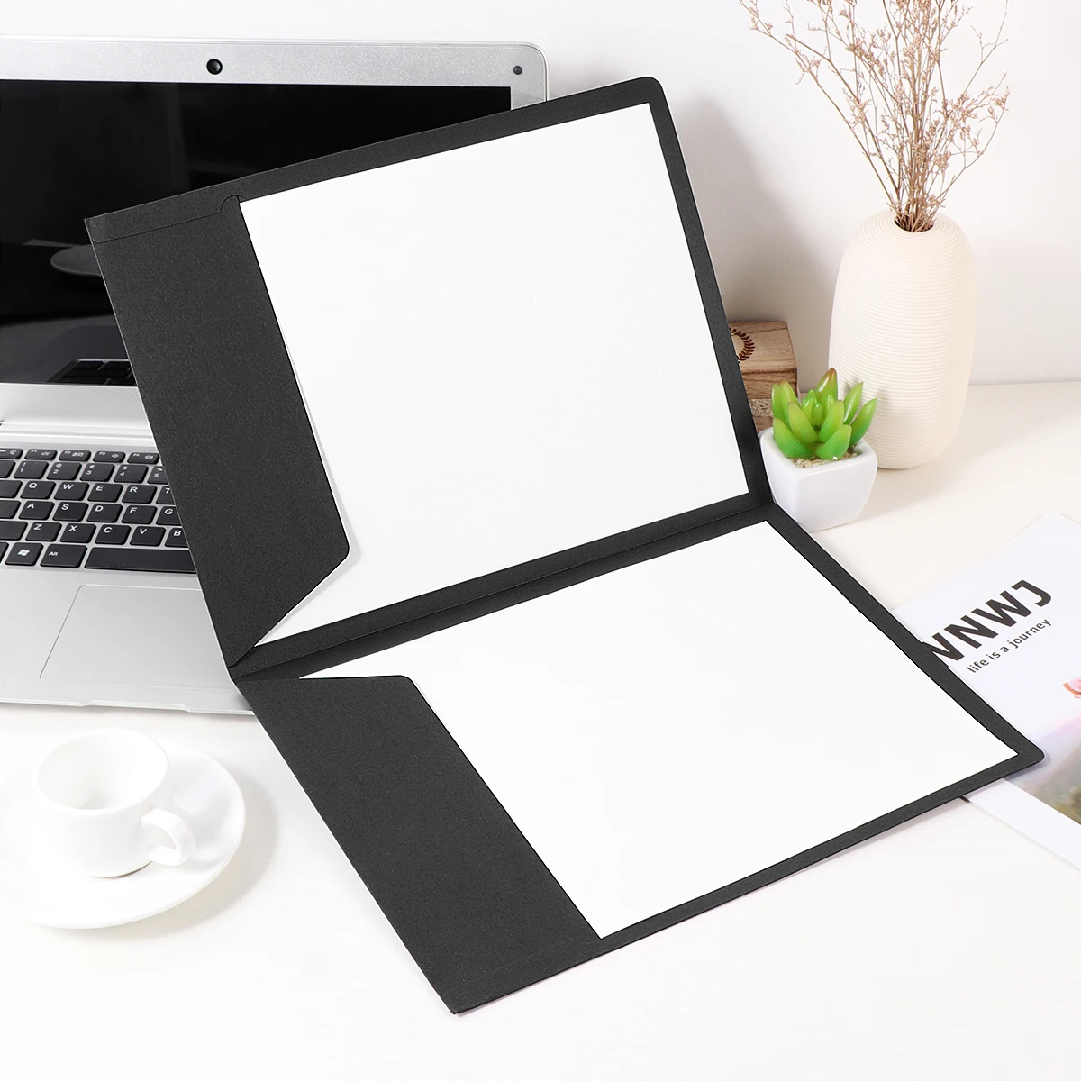 

12Pcs Kraft Paper File Folder Black 2 Pockets Document Organizer Office Project Presentation Folder Holder Holder