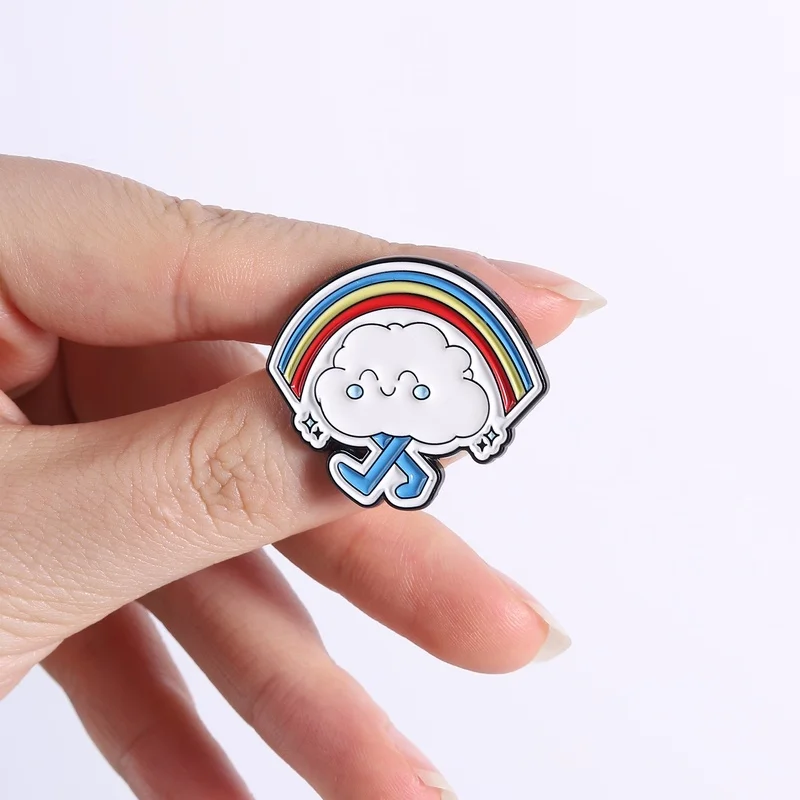 

Daily Shitstorm Survivors Club Enamel Pins Mood Cloud Weather Lightning Cloud Rainbow Brooch Bag Lapel Badge Funny Jewelry Gift