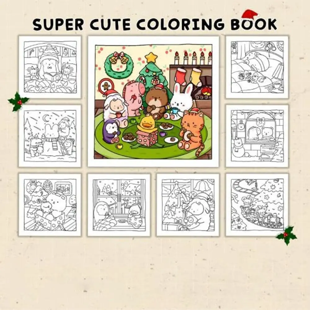 

Рождественская тема, книжка-раскраска с Рождеством, обучающие игры для рисования, граффити, книга для рисования, релаксация, подарок Монтессори