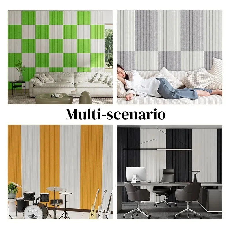 Square Self Adhesive Wall Stickers Felt Acoustic Panel for Home Offices Studio Background Vertical Stripe Soundproof Wall Panels - view 6