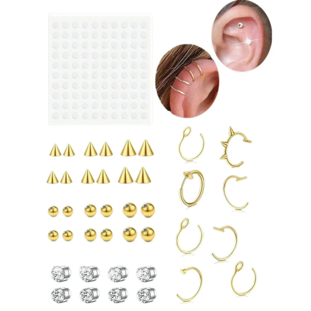 Anillos de nariz falsos, septum falso para mujer, piercing de nariz de imitación con clip de resorte, sin perforación, joyería de piercing corporal de imitación.