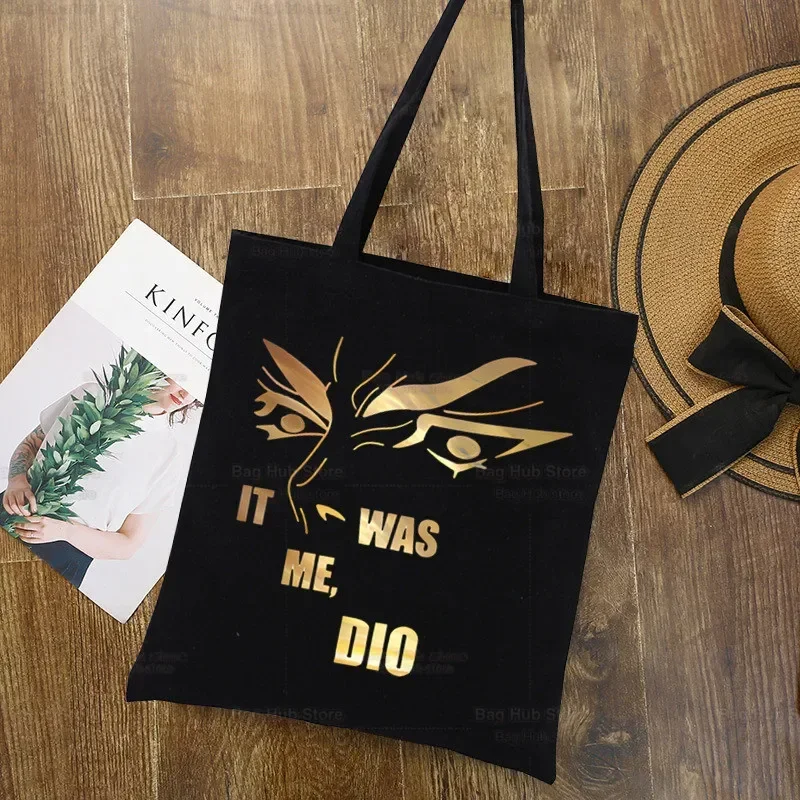 

JoJo Bizarre Adventure Star Platinum Shopping Black Bags Jotaro JoJo's Tote Bag Reusable Cloth Bag H