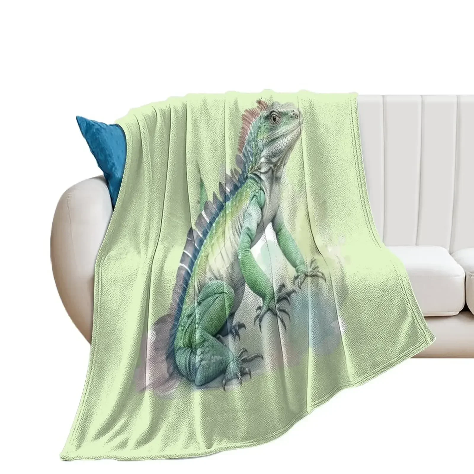 

watercolor style, animal sticker Animals Series - cute iguana - pleasant iguana - animal wearing clothes Throw Blanket