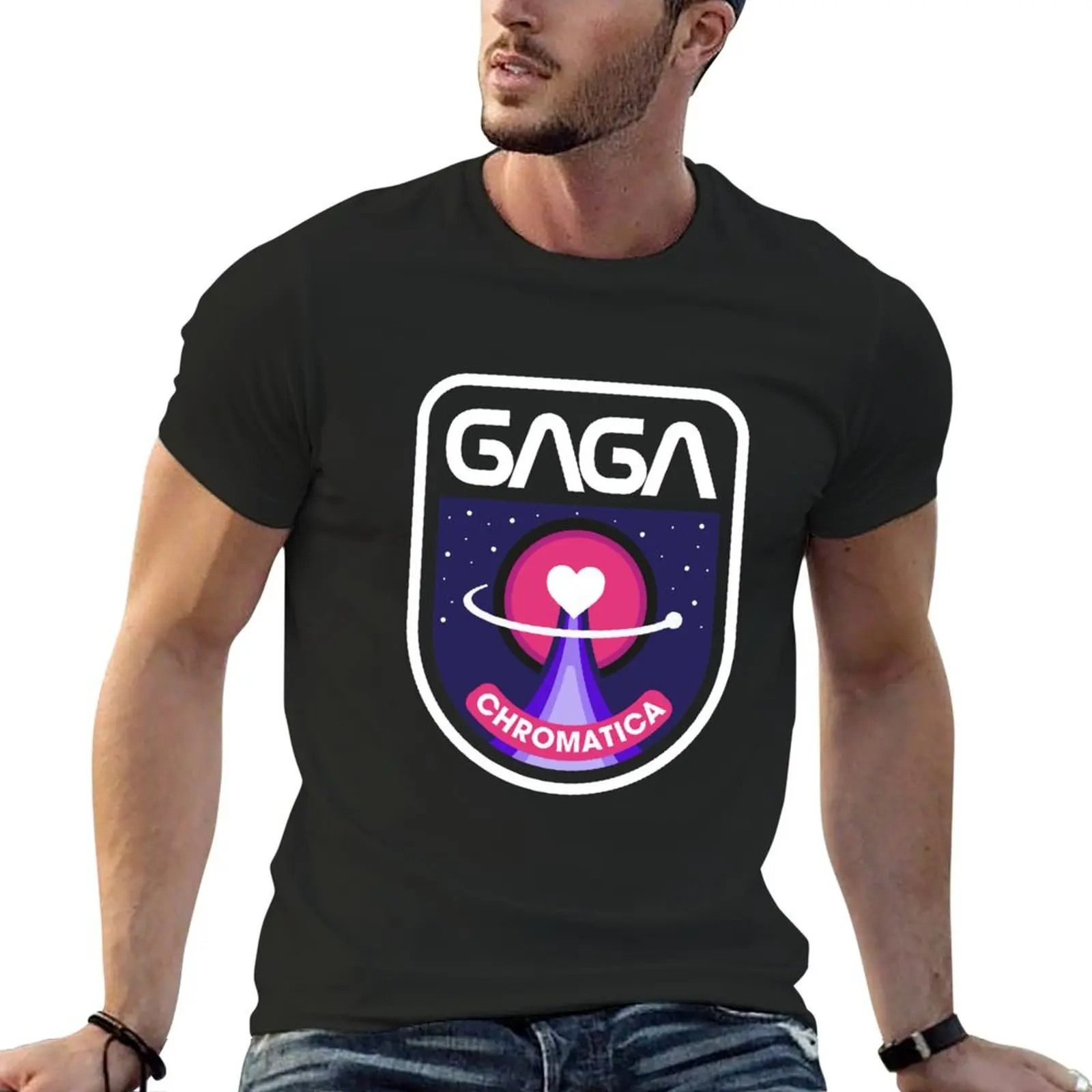 Lady Gaga Chromatica Mission (White on Pink) T-Shirt sublime funnys blanks men t shirts