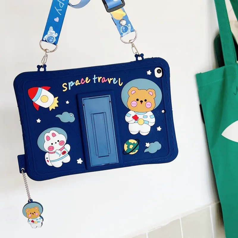 

Kids Case for Samsung Galaxy Tab A8 10.5“ A7 Lite S6Lite T500 T290 Shockproof Silicone Cute Cartoon Bear Cover with Kickstand