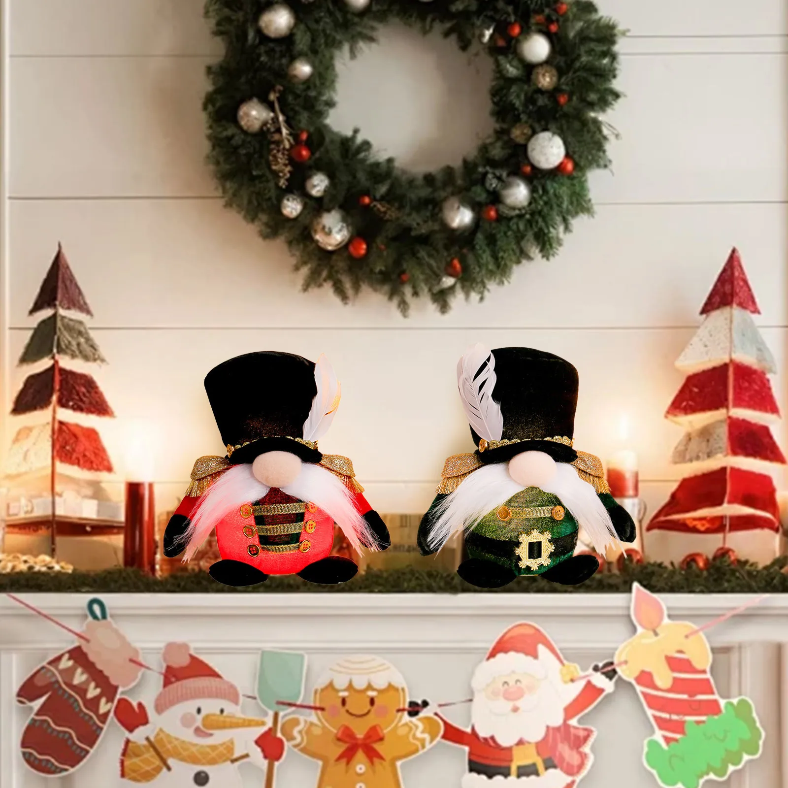 Christmas Supplies Sewed Dolls Light Up Xmas Gnome Dolls Soldier Themed Decoration Holiday Desktop Decor For Home Decorations