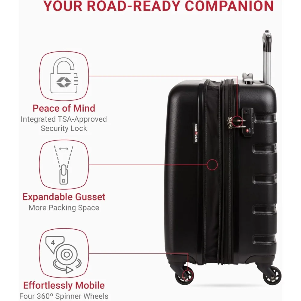 Expandable Hardside Carry-On Luggage with 360° Spinner Wheels, Lightweight & Durable for Frequent Travelers
