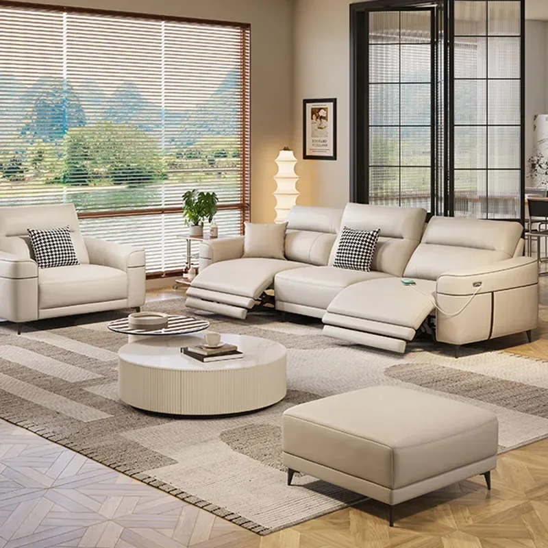 Sofá cadeira de couro extravagante, Loveseat nórdico moderno, sofá reclinável, mobília home luxuosa, Divani Da Soggiorno