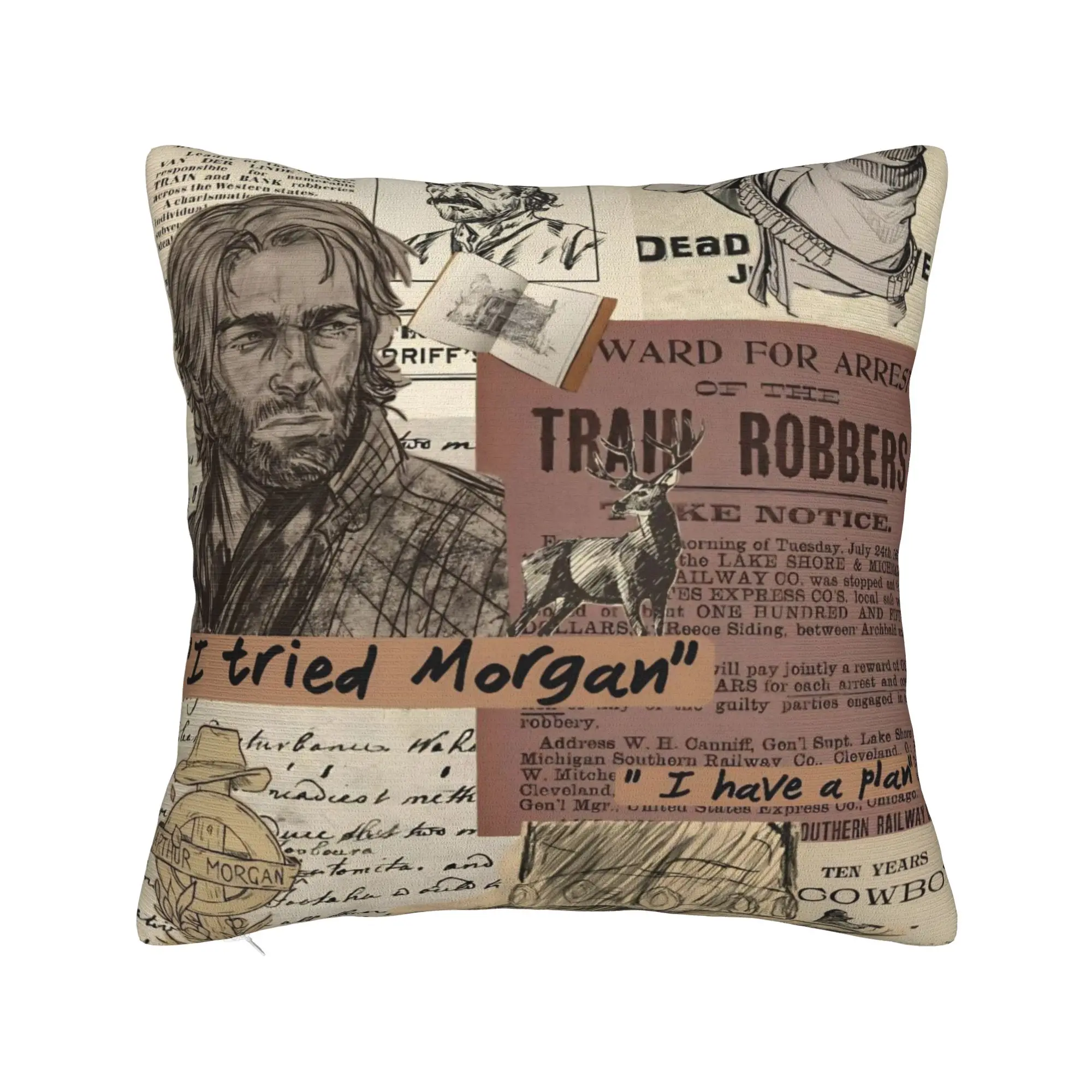 Decorative Pillow Cover Arthur Morgan Merch Home  Pillow Case Cover Zippered Multi-Size