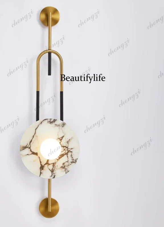 French antique wall lamp living room personalized background wall staircase villa, long pole decorative lamp
