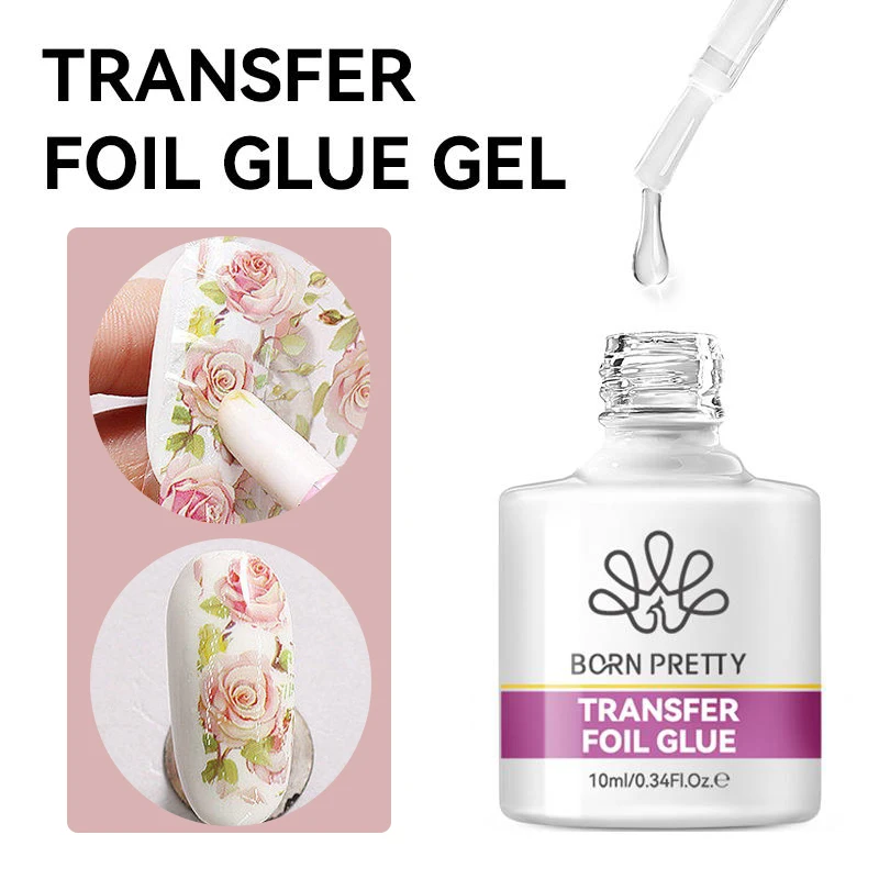 BORN PRETTY Nagelfolien-Gel 10ML Folien-Transfer-Gel für Nagelaufkleber Rosen-Blumen-Designs Florale Hochzeits-Sommer-Nagelgestaltung