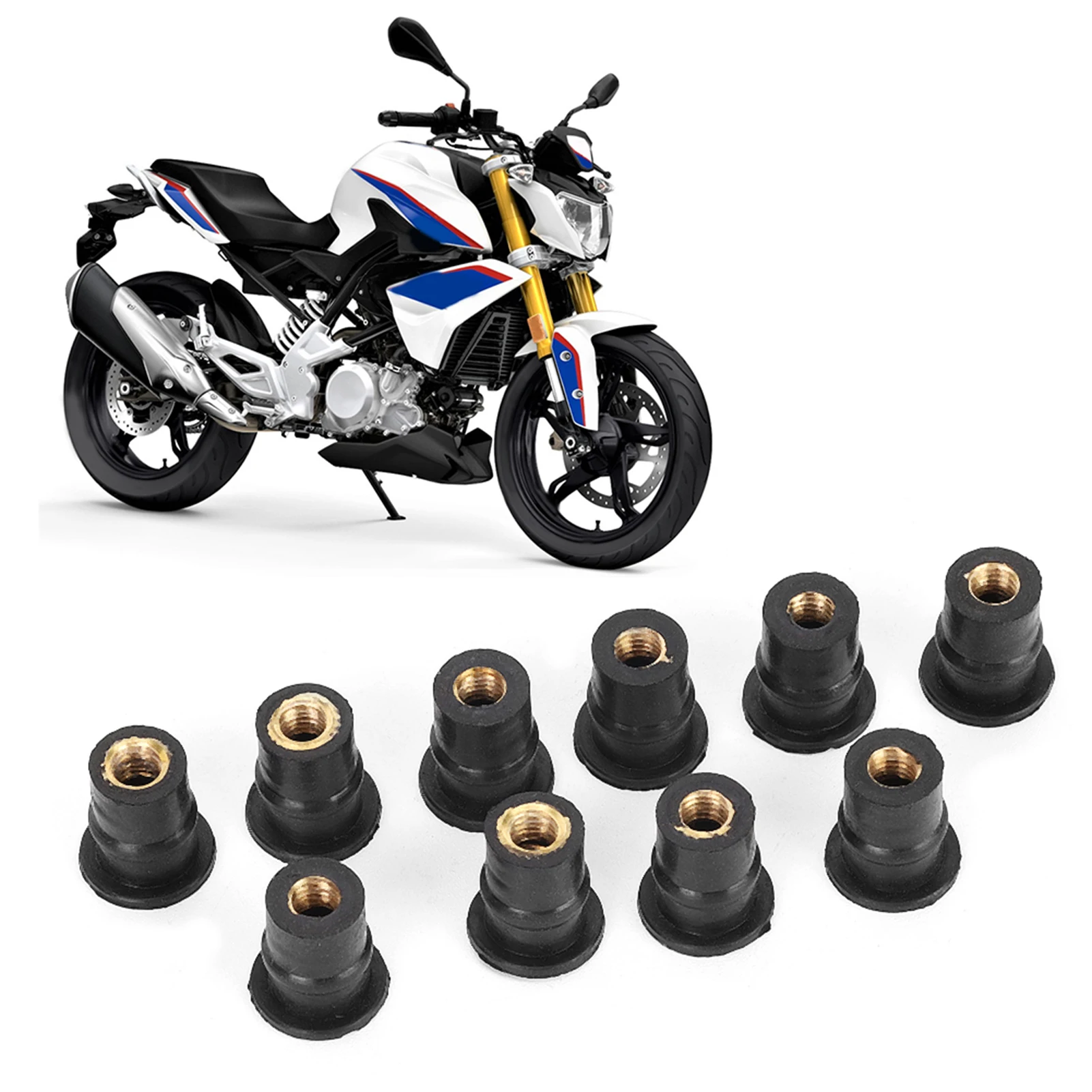 M5 Rubber Well Nuts 5mm/0.2in Metric Motorcycles Windshield  Wellnut Rubber Well Nuts Windshield  Well Nuts Kit