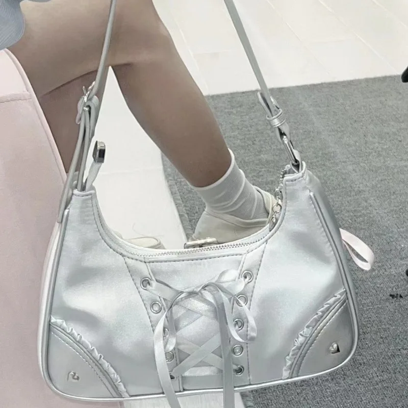 Shoulder Bag Womens Cute Y2k Fashion Elegant Sweet Lolita Jk Ita Bag Transparent Literary Kawaii Exquisite Female Handbag Purse