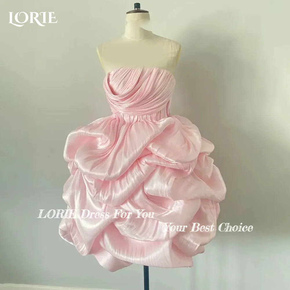 

LORIE Pleats Ball Mini Homecomig Dress Sexy Strapless Sweet 17 Puff Prom Dresses Party Gowns Customized Brithday Club Dress