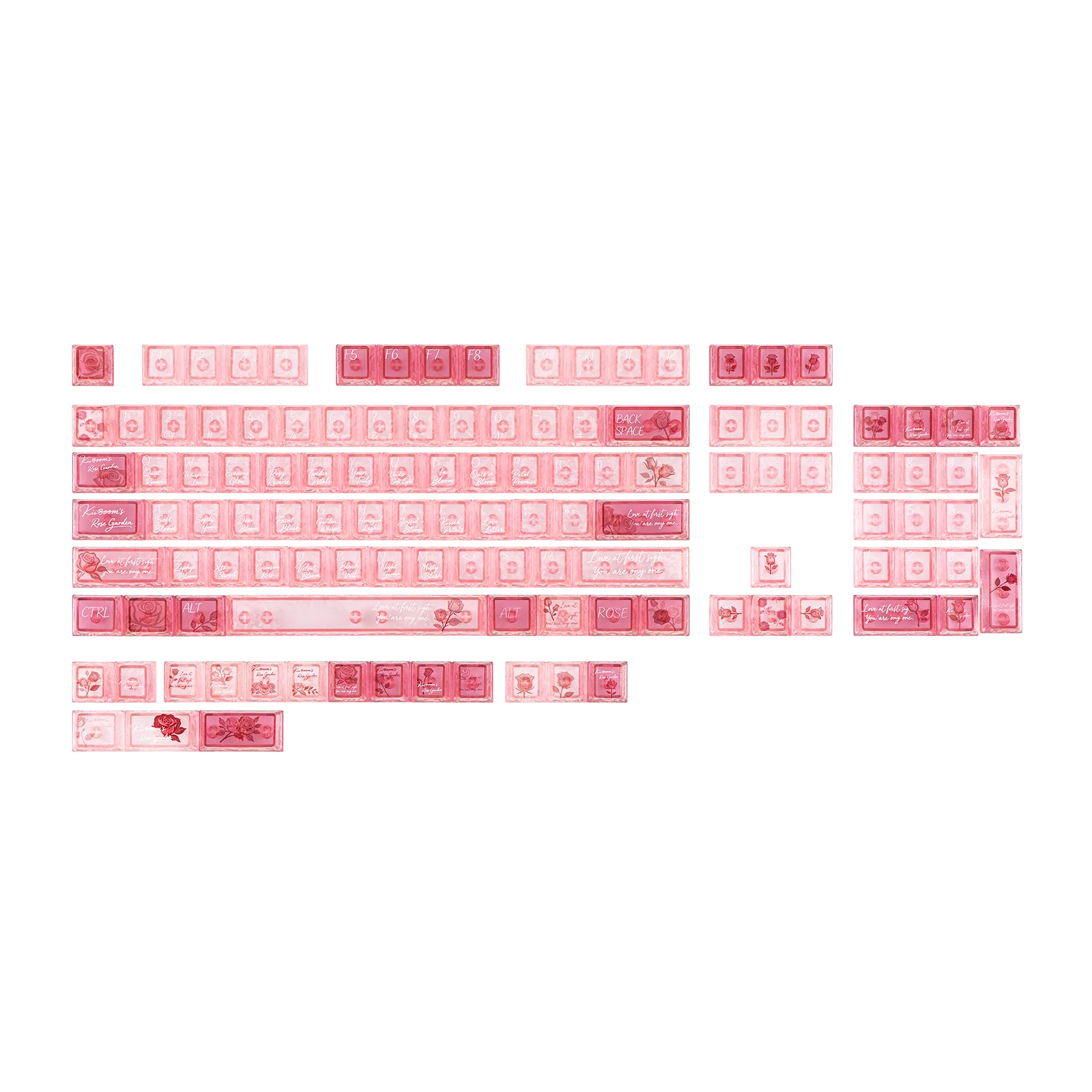 KiiBOOM Rose Quartz Keycap Set 120 Cherry Profile Forged Carbon Fiber Shine-Through PC Keys Compatible with MX-Style Switches