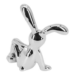 Ornements d'animaux de dessin animé lapin à longues oreilles, décoration de console centrale intérieure de voiture, accessoires de personnalité, jouets mignons, argent, 1 pièce