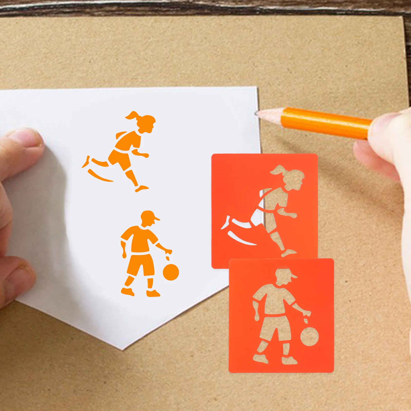 

6Pcs Creative Sports Drawing Stencils Templates for School Projects Fabric Painting Stencil Basketball Court Stencil