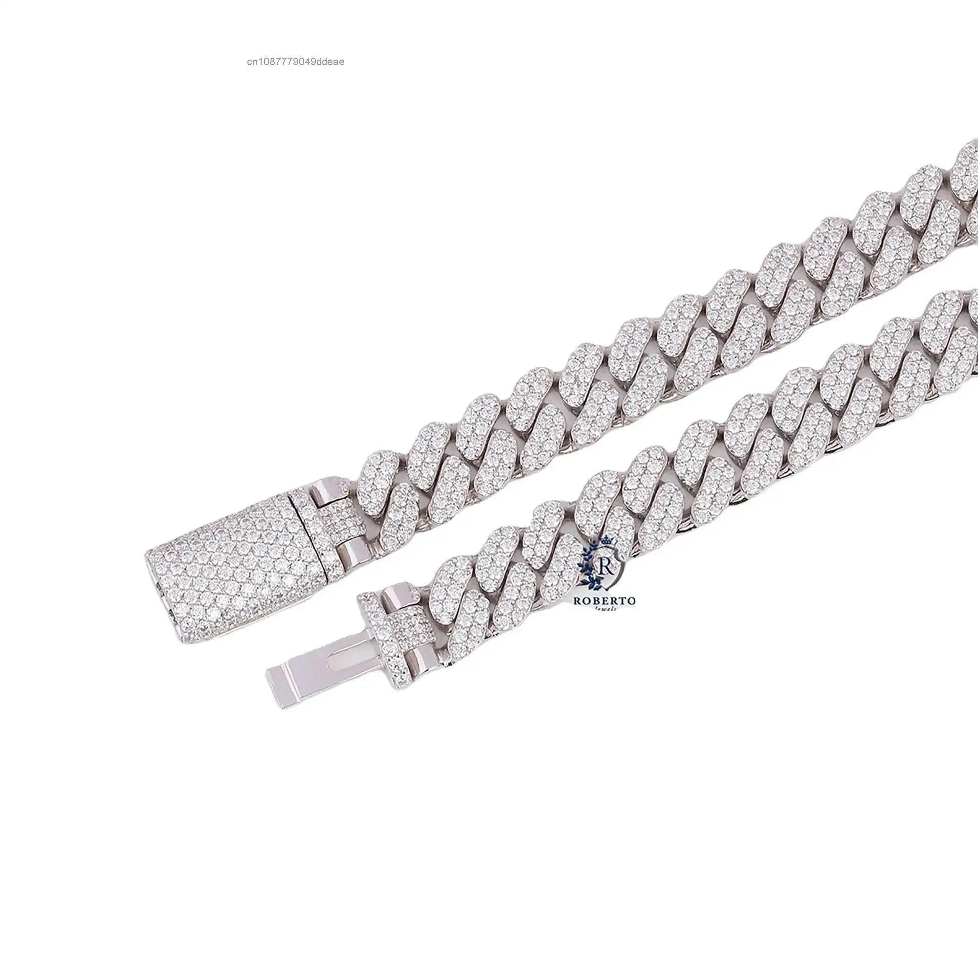 

10mm VVS Moissanite Diamond Cuban Link Chain 925 Sterling Silver Iced Out Hip Hop Bling Necklace