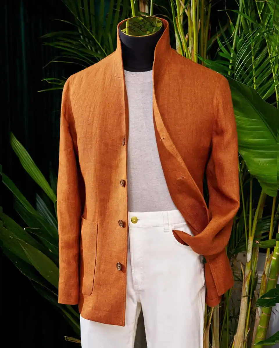 Abiti da sposa moderni da uomo Smoking monopetto Colletto alla coreana Abbigliamento da sposo 2 pezzi Giacca Pantaloni Prom Serata Festa su misura