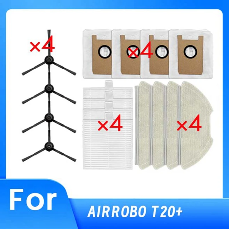 

ABWM-боковая щетка, фильтр для швабры, мешки для пыли для AIRROBO T20 +, аксессуары для пылесоса, сверхпрочные детали для чистки, аксессуары