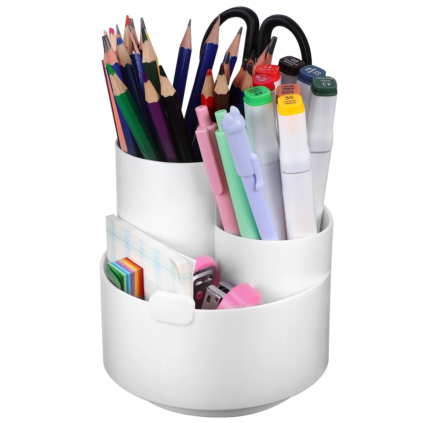 منظم أقلام قابل للدوران للمكتب يدور 360 درجة، تصميم متعدد الشبكات، مظهر أنيق، حامل أقلام للاستخدام المنزلي والمكتب #3