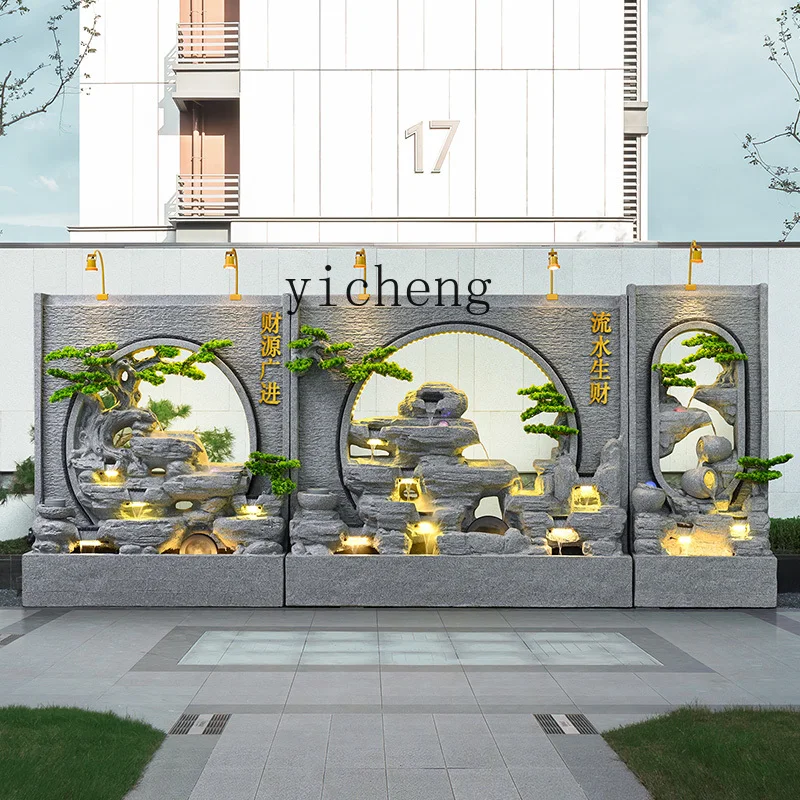 L7-14 stone landscaping rockery water curtain wall running water screen water feature flower garden garden outdoor ornament