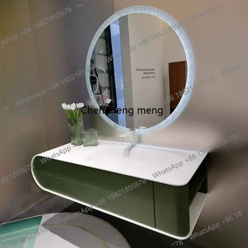 A139 Italian light luxury minimalist style acrylic skin feeling integrated washing table hand washbasin premium bathroom cabinet