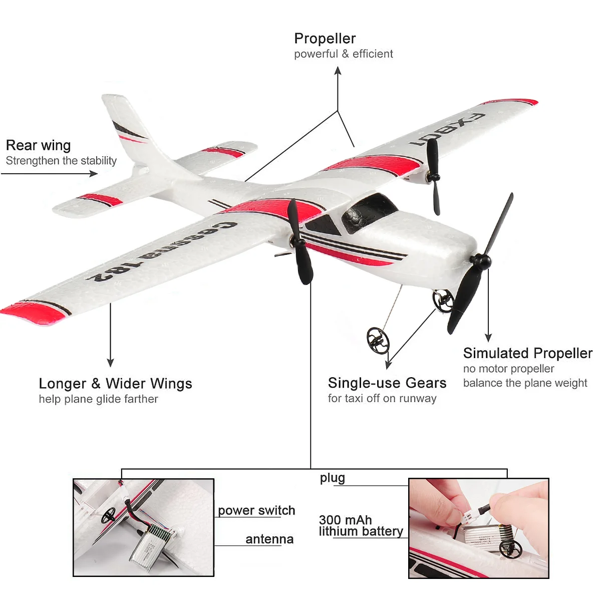 FX801 RC Plane EPP Foam 2.4G 2CH RTF Remote Control Wingspan Aircraft Fixed Wingspan Airplane Toys Gifts for Children Kids