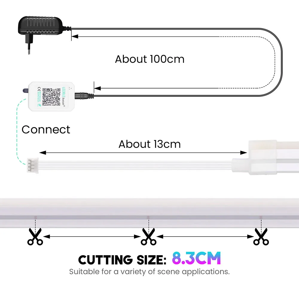 24V RGB 5m 10m 20m 30m LED Neon Strip Light Bluetooth APP 24key 44key Remote Control Music Sync Power Kit 60LED Wodoodporny wystrój