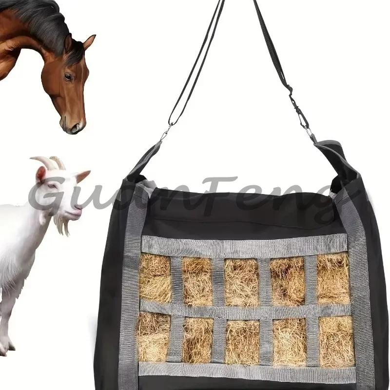 Large Capacity Horse Hay Tote Bag, Portable Hay Storage Bag Suitable for Horses, Goats and Alpacas for Daily Feeding
