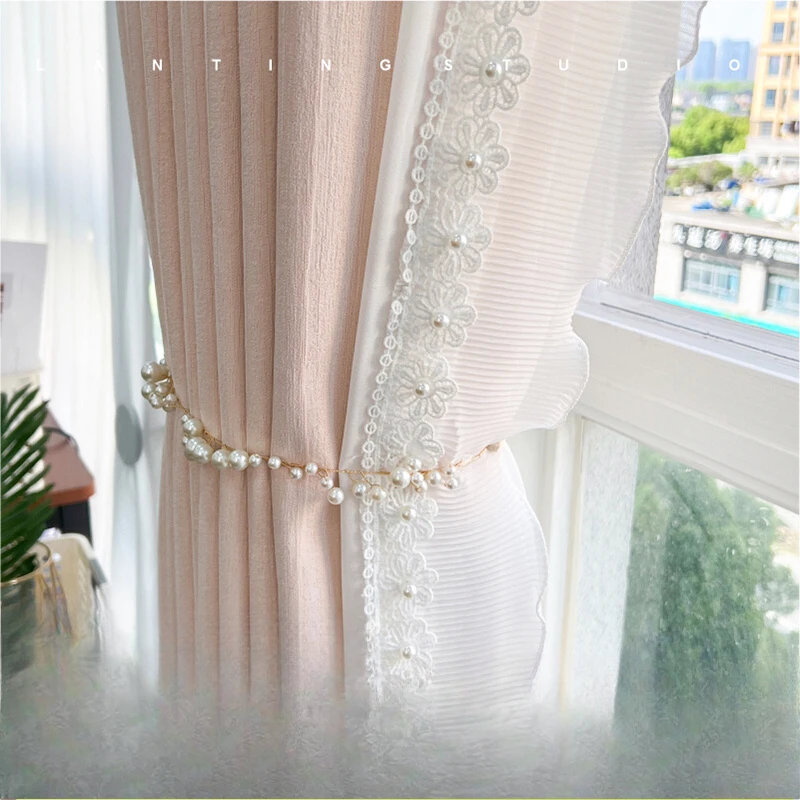 

French light luxury curtains, high-end girls' bedroom, modern simple girls' room, blackout 2024 new pink