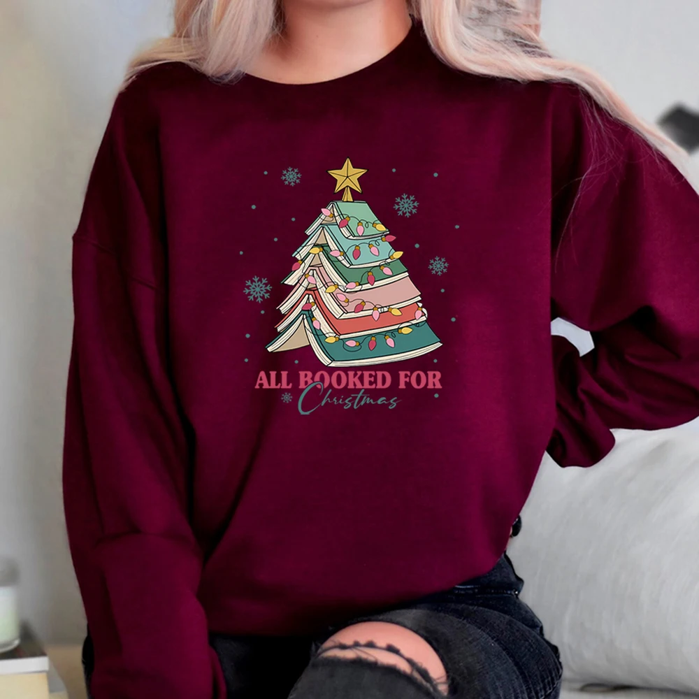 All Booked for Christmas Sweatshirt Christmas Books Shirt Book Lovers Sweater Christmas Teacher Pullover Librarian Gift