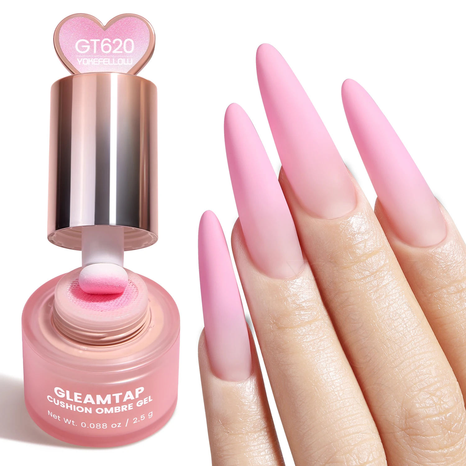 YOKEFELLOW GleamTap Cushion Ombre Painting Gel Schwämme Neon-Orange Hochpigmentiertes No-Wipe Gradient Pat Pat Gel Polish GT624 – Detail 22
