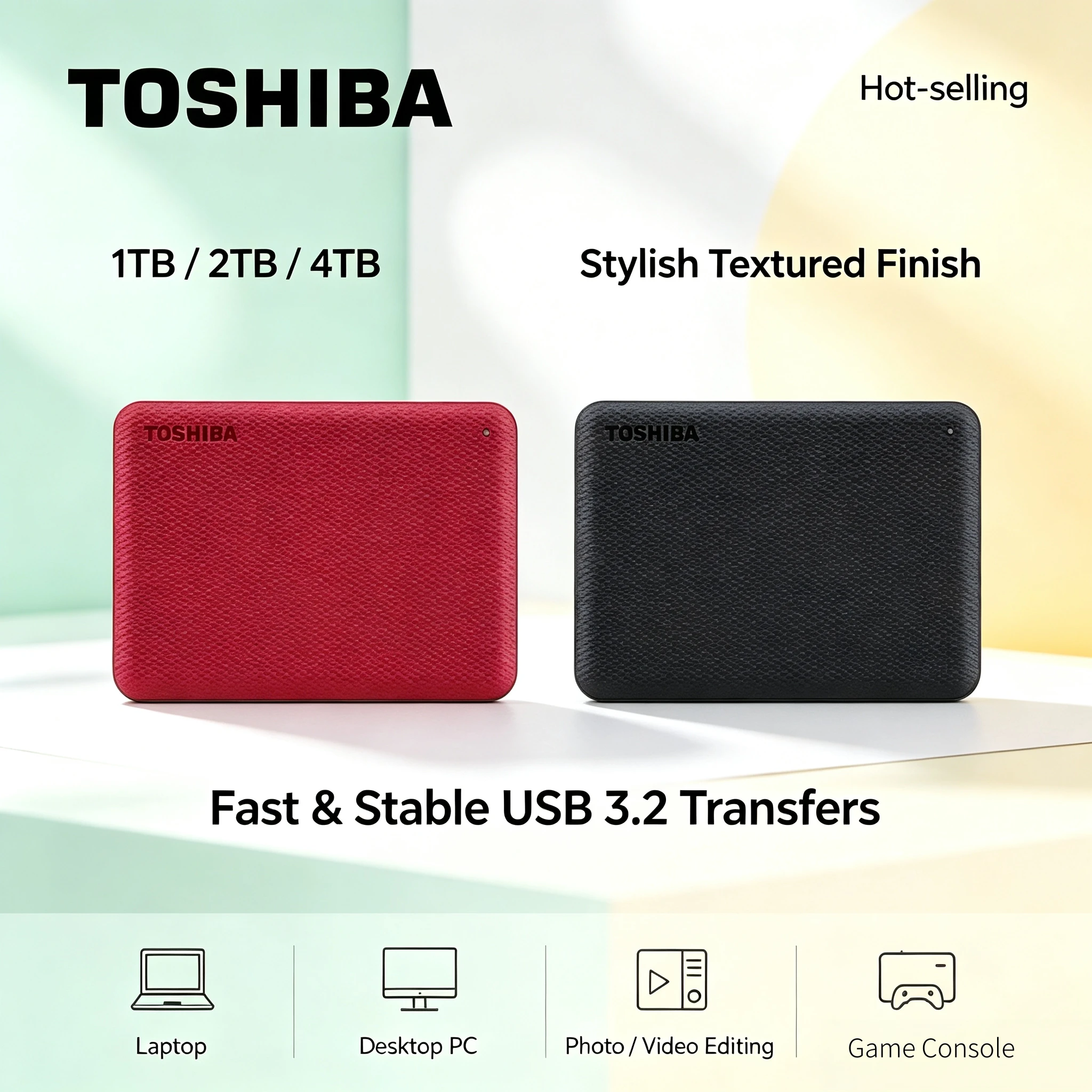NEW Toshiba Canvio V10 Portable External HDD 4TB 2TB 1TB USB 30 25 Inch Hard Drive for Laptop Computer Storage Max Use System