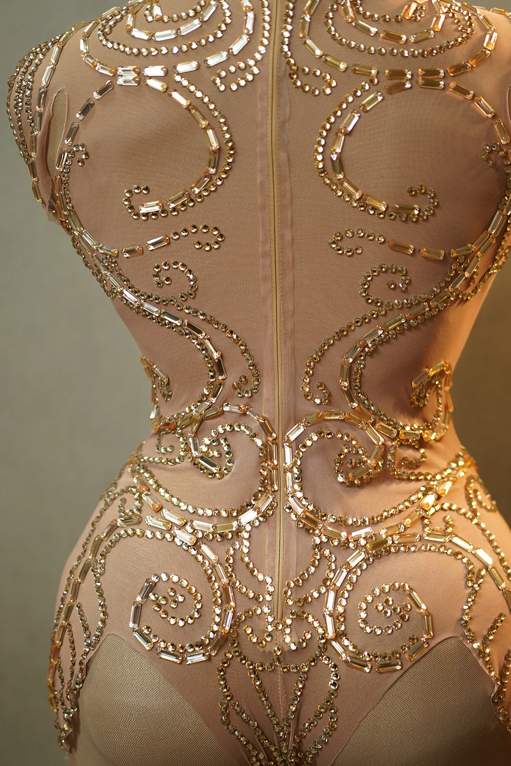 เซ็กซี่ Stage Sparkly Gold Rhinestone Bodysuits ผู้หญิง Clubwear ยืดลาก Queen เครื่องแต่งกาย Pole DancePerformance เสื้อผ้า Party Rave