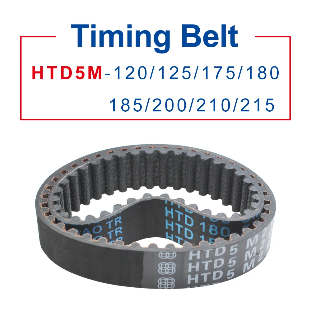 

Timing Belt HTD5M 120/125/175/180/185/200/210/215 Circle-arc Teeth Rubber Belt Width 15/20/25/30 mm Match With 5M Timing Pulley