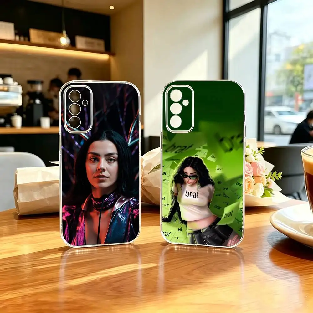 Brat Summer Y2K Charli XCX  Stand Phone Case Transparent TPU For Samsung A71, A70, A52, A51, A40, A30, A20
