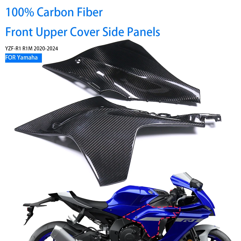 

For Yamaha YZF-R1 R1M 2020-2024 Motorcycle Modified Accessories 100% 3K Carbon Fiber Front Upper Cover Side Panels Protector