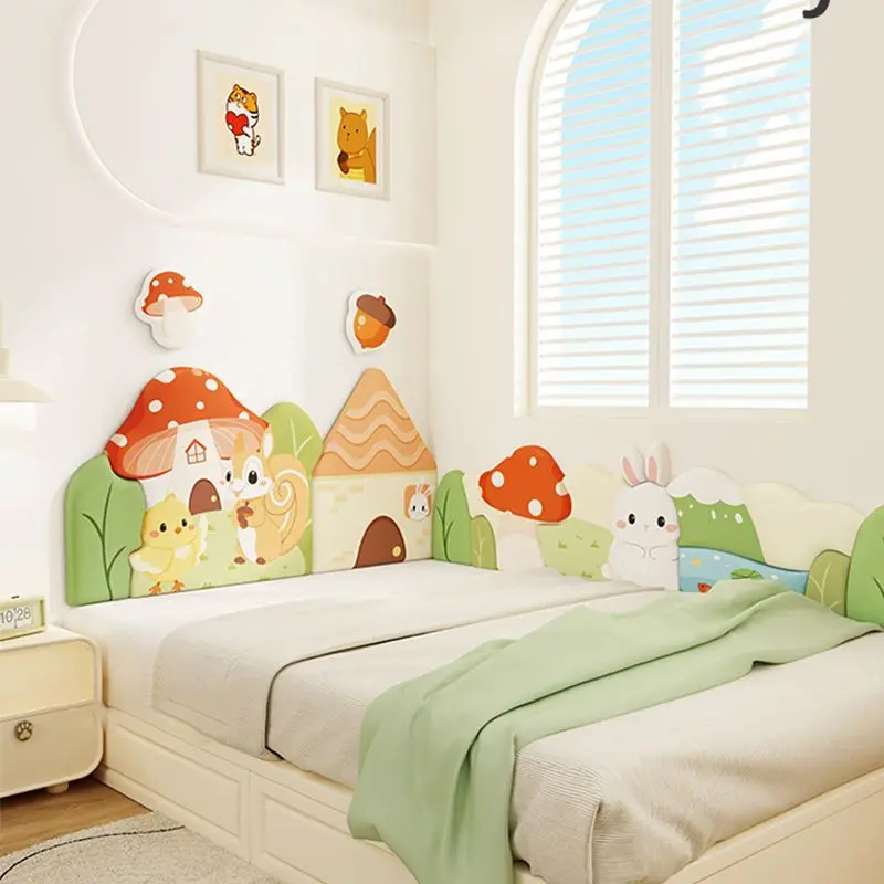 Cartoon Animal Kids Bed Headboard Bedroom Decor Head Board Sticker Anti-collision Wall Panel Cabecero Cama Tete De Lit