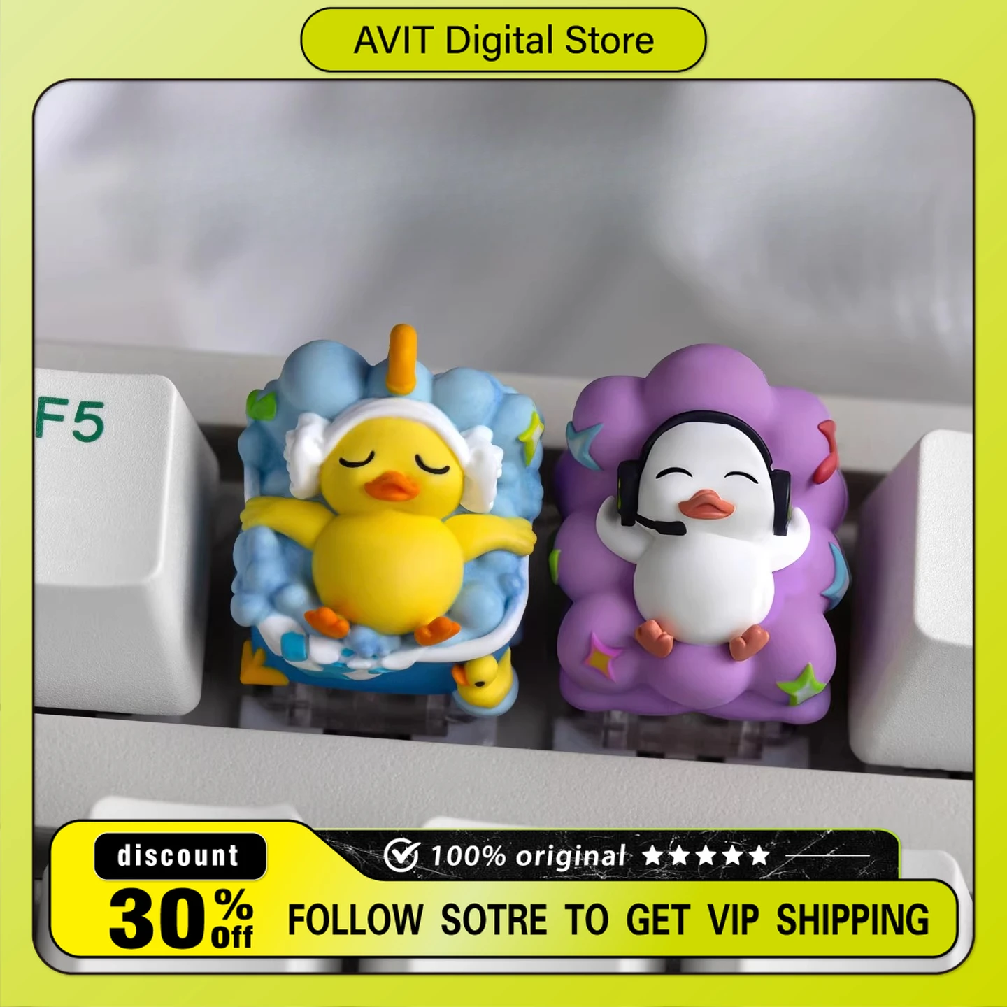 

Желтая клавиша в форме лежащей утки для DIY-клавиатур с подсветкой, для ПК-гейминга, классический набор клавиш, аниме-стиль, персонализированные подарки (ESC)