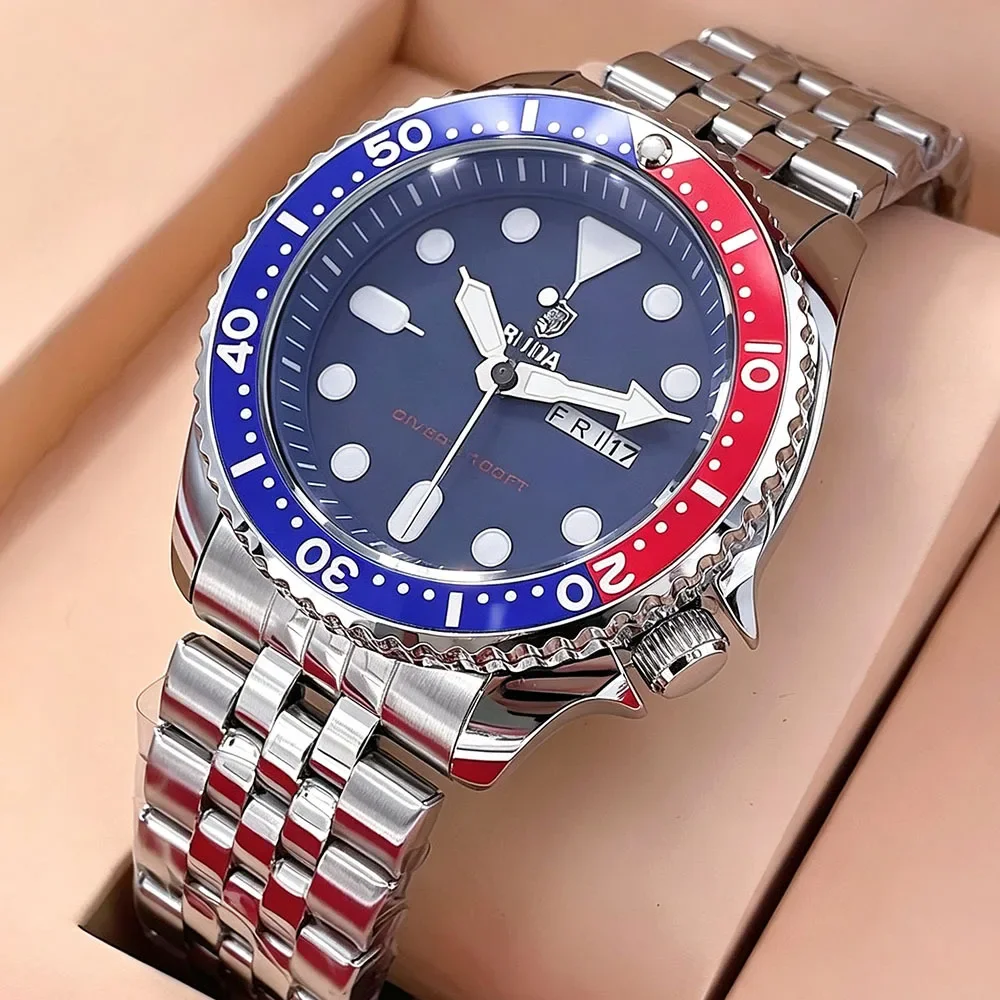 2027 RUDA New 42MM Men's Diving Watch VH31 Sweep Second Movement Waterproof Luminous Stainless Steel Business Fashion Watch