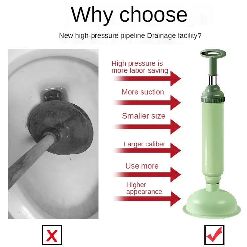 Stantuffo per wc pompa ad alta pressione Anti intasamento scovolini dispositivo per dragare tubi per bagno cucina lavello scarico forniture pulite